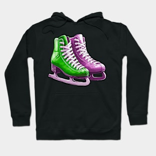 Green Purple Ice Skating Boots Hoodie